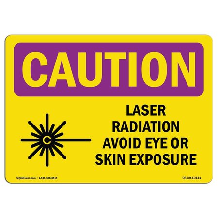 SIGNMISSION OSHA RADIATION, Laser Radiation Avoid Eye Or W/ Symbol, 14in X 10in Decal, OS-CR-D-1014-L-10141 OS-CR-D-1014-L-10141